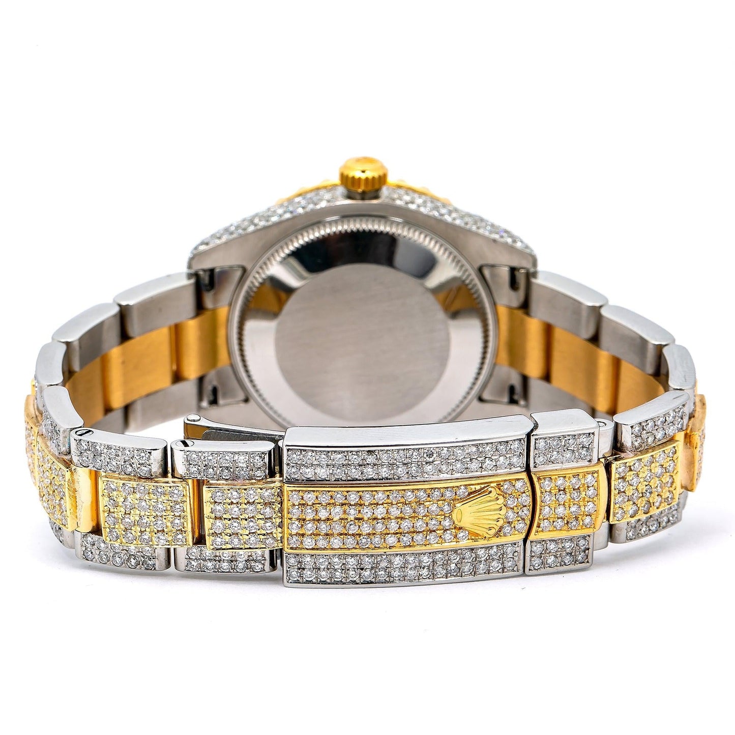 Rolex Datejust 31MM 178243 Mother of Pearl Diamond Dial Diamond Bezel Two Tone Yellow Gold Full Diamond Oyster Bracelet 12.25ct