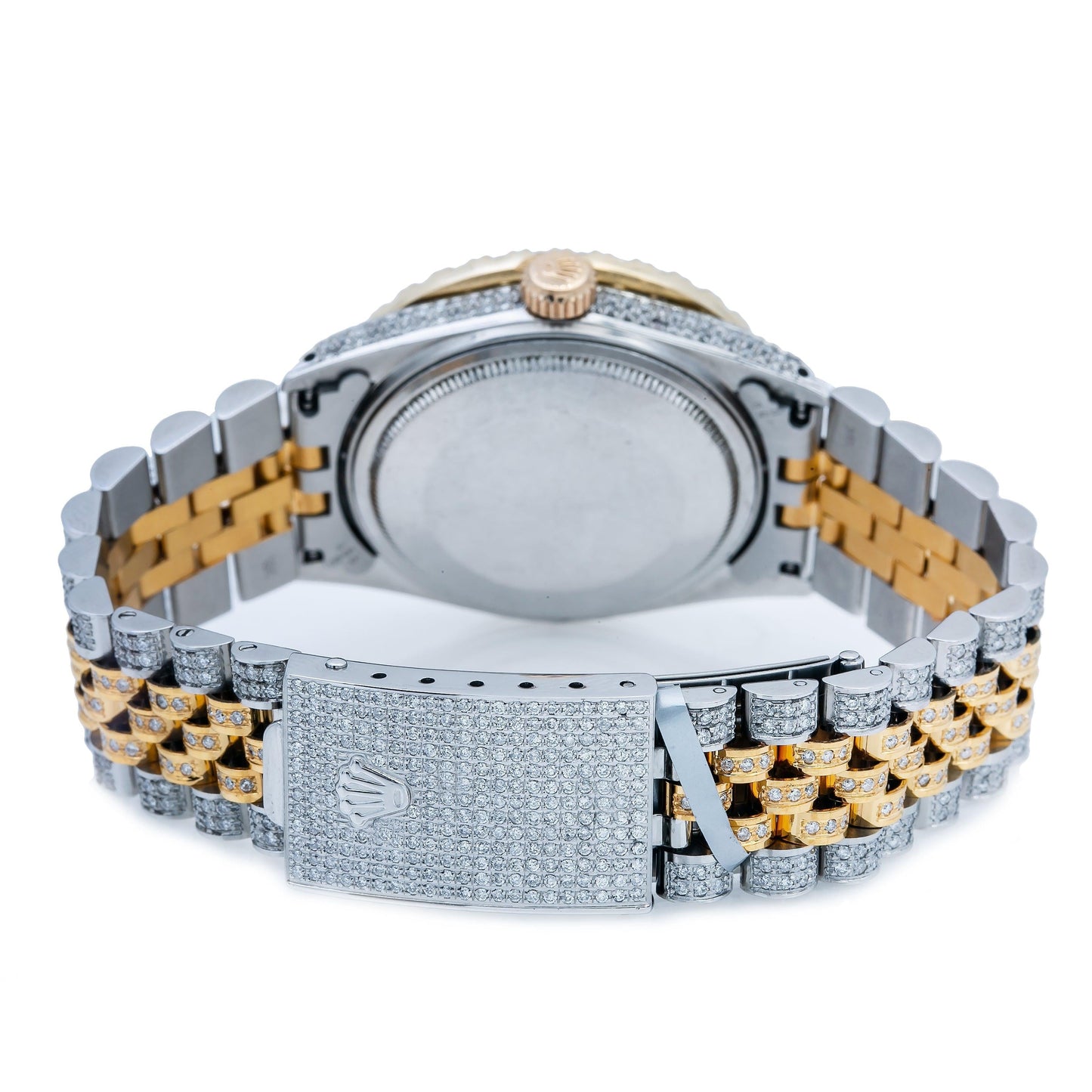 Rolex Datejust 36MM 1601 Blue Roman Diamond Dial Diamond Bezel Two Tone Yellow Gold Full Diamond Jubilee Bracelet 8.25ct