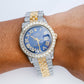 Rolex Datejust 36MM 1601 Blue Roman Diamond Dial Diamond Bezel Two Tone Yellow Gold Full Diamond Jubilee Bracelet 8.25ct