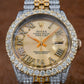 Rolex Datejust 36MM 1601 Champagne Roman Diamond Dial Diamond Bezel Two Tone Yellow Gold Full Diamond Jubilee Bracelet 8.25ct