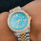 Rolex Datejust 36MM 1601 Turquoise Eastern Arabic Diamond Dial Diamond Bezel Two Tone Yellow Gold Full Diamond Jubilee Bracelet 8.75ct