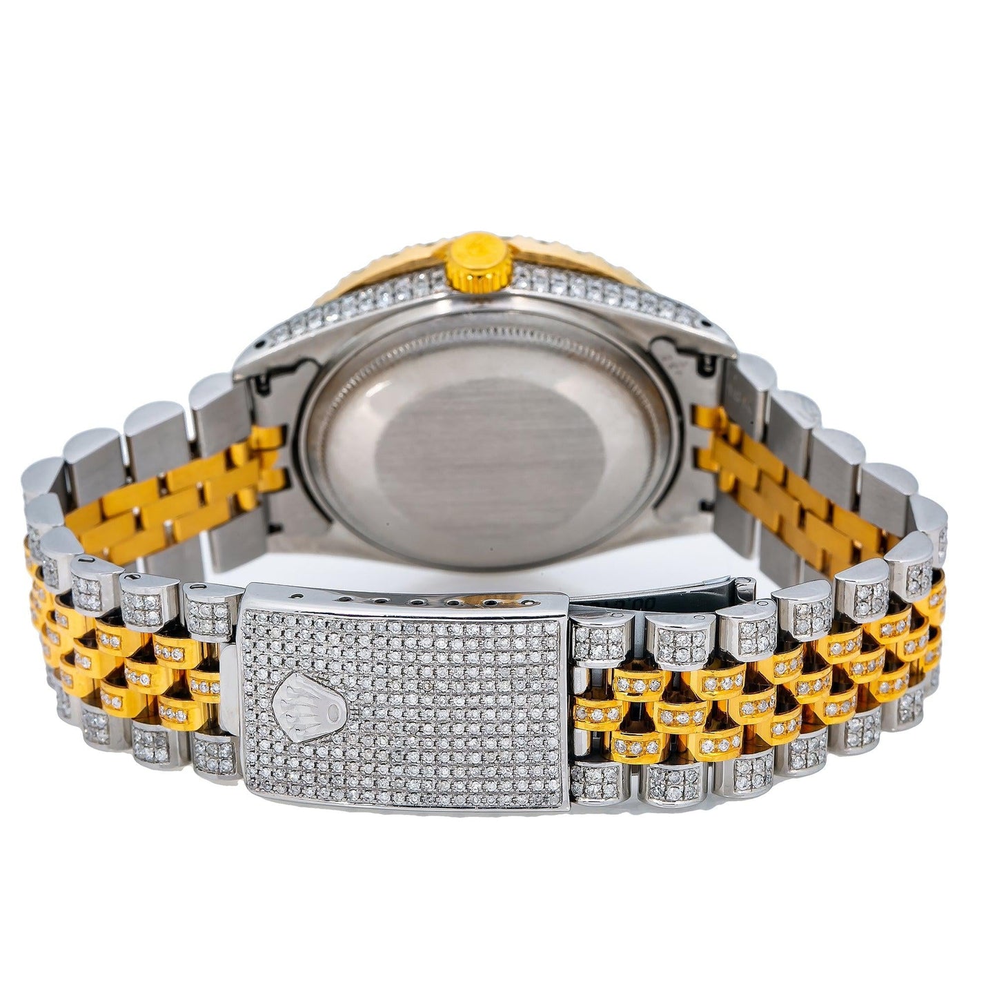 Rolex Datejust 36MM 1601 Red Eastern Arabic Diamond Dial Diamond Bezel Two Tone Yellow Gold Full Diamond Jubilee Bracelet 8.75ct