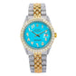 Rolex Datejust 36MM 1601 Turquoise Eastern Arabic Diamond Dial Diamond Bezel Two Tone Yellow Gold Full Diamond Jubilee Bracelet 8.75ct