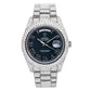 Rolex Day-Date II 41MM 218239 Black Roman Dial Diamond Bezel 18K White Gold Full Diamond President Bracelet 17.75ct
