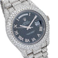 Rolex Day-Date II 41MM 218239 Black Roman Dial Diamond Bezel 18K White Gold Full Diamond President Bracelet 17.75ct