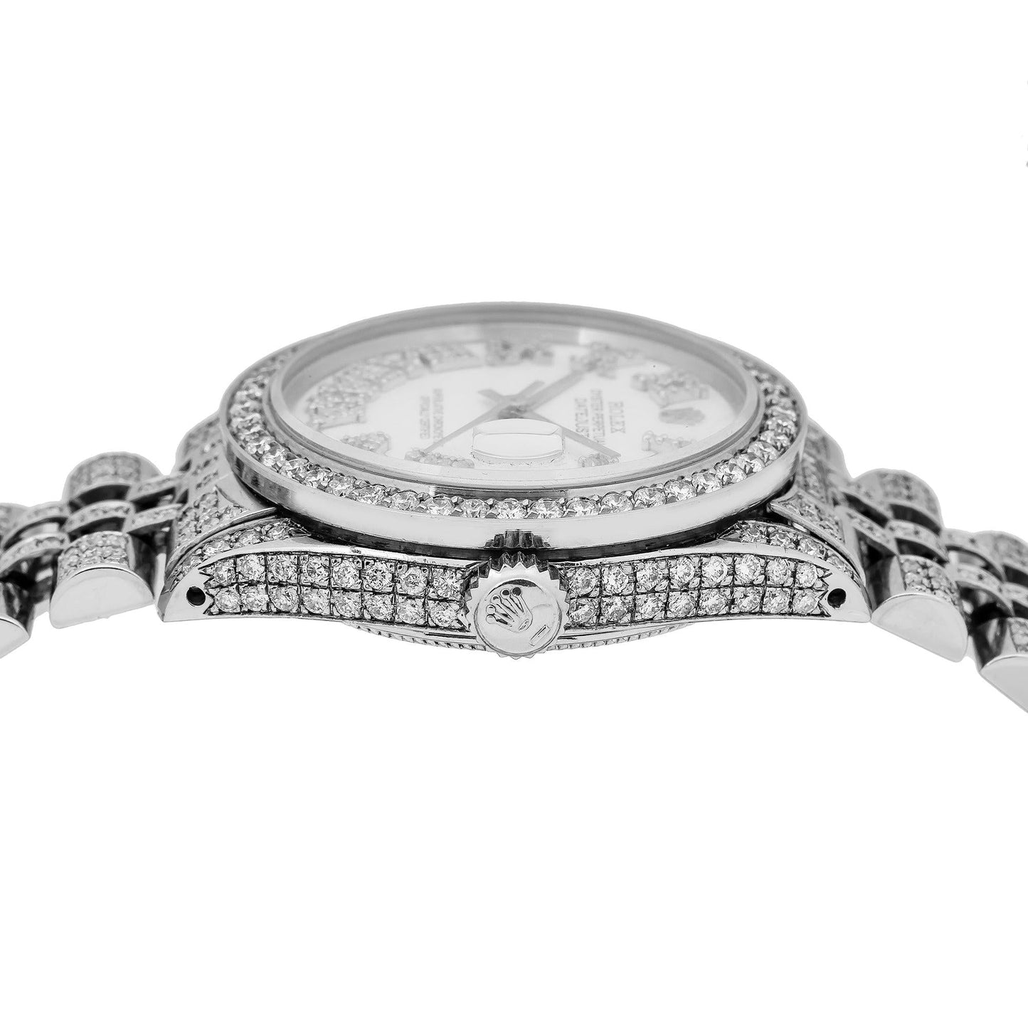Rolex Datejust 31MM 78274 White Roman Diamond Dial Diamond Bezel Stainless Steel Full Diamond Jubilee Bracelet