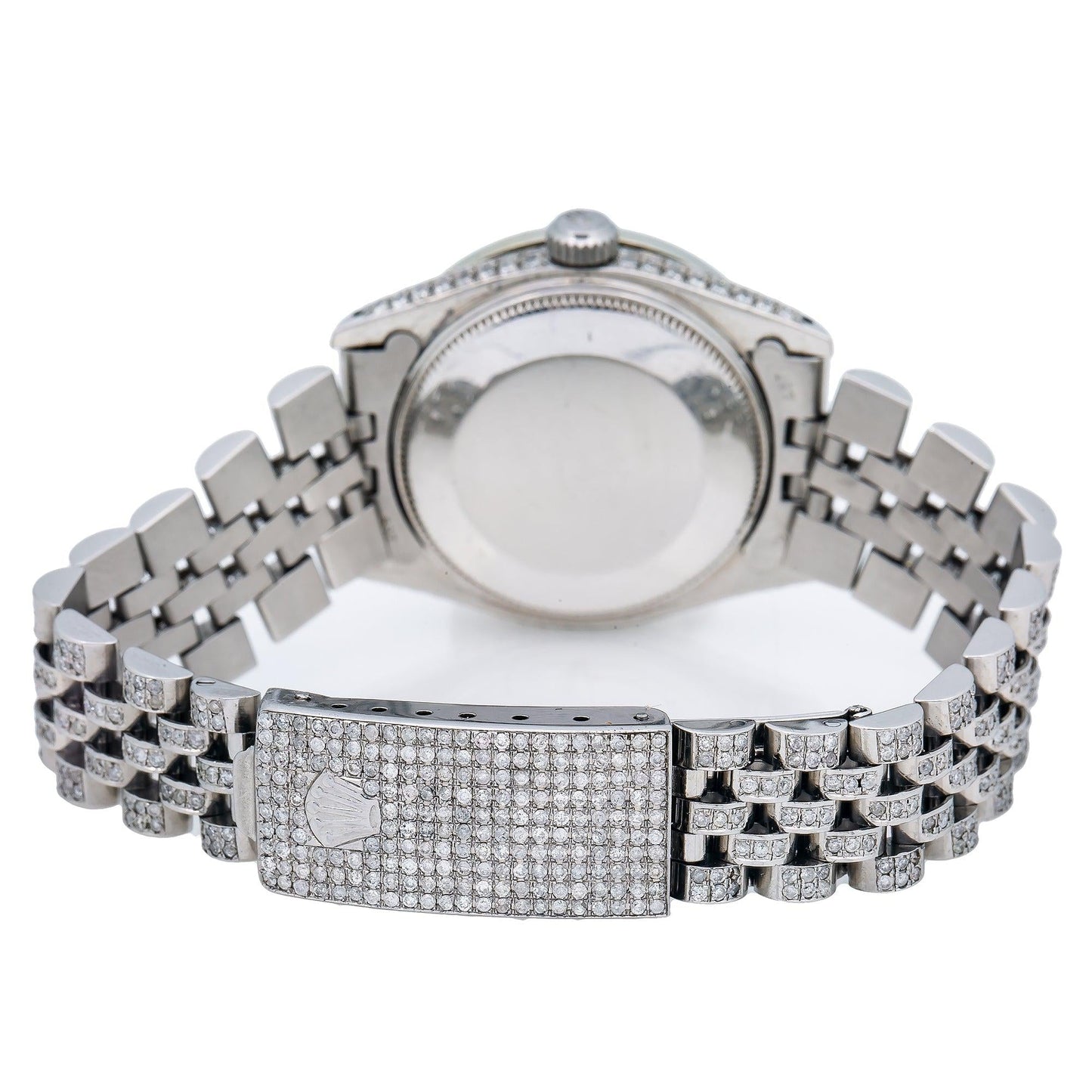 Rolex Datejust 31MM 68274 White Roman Diamond Dial Diamond Bezel Stainless Steel Full Diamond Jubilee Bracelet