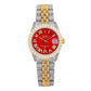 Rolex Datejust 31MM 6827 Red Roman Diamond Dial Diamond Bezel Two Tone Yellow Gold Full Diamond Jubilee Bracelet 7.25ct