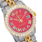 Rolex Datejust 31MM 6827 Red Roman Diamond Dial Diamond Bezel Two Tone Yellow Gold Full Diamond Jubilee Bracelet 7.25ct