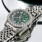 Rolex Datejust 36MM 1601 Green Roman Diamond Dial Diamond Bezel Stainless Steel Full Diamond Jubilee Bracelet 8.25ct