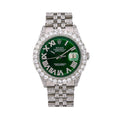 Rolex Datejust 36MM 1601 Green Roman Diamond Dial Diamond Bezel Stainless Steel Full Diamond Jubilee Bracelet 8.25ct