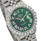 Rolex Datejust 36MM 1601 Green Roman Diamond Dial Diamond Bezel Stainless Steel Full Diamond Jubilee Bracelet 8.25ct