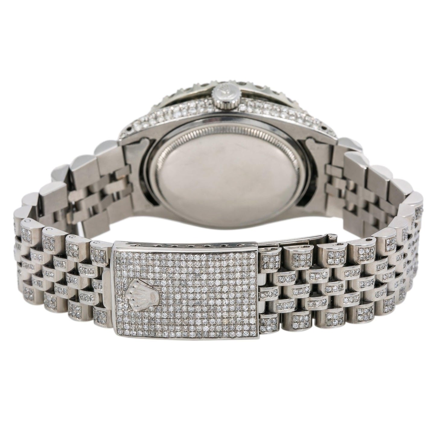 Rolex Datejust 36MM 1601 Green Roman Diamond Dial Diamond Bezel Stainless Steel Full Diamond Jubilee Bracelet 8.25ct