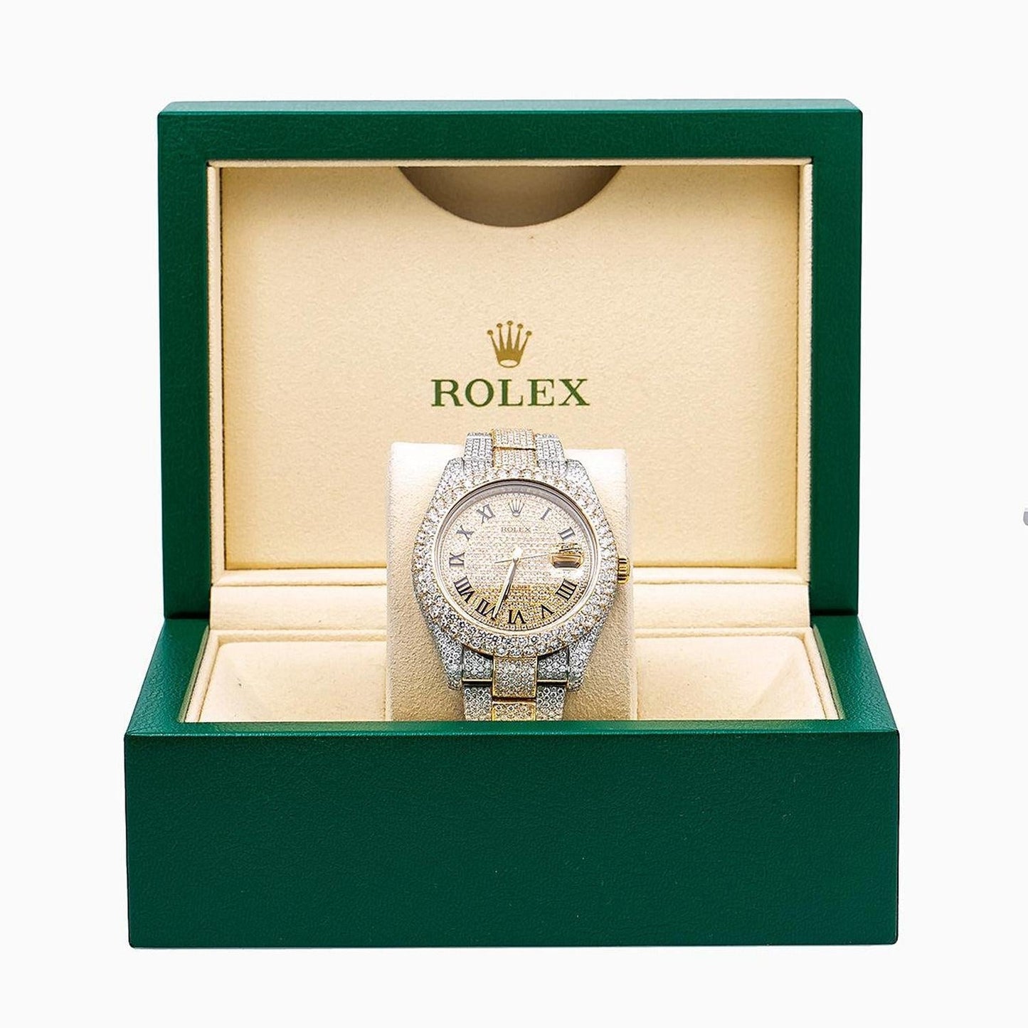 Rolex Datejust II 41MM 116333 Diamond Paved Roman Dial Diamond Bezel Two Tone Yellow Gold Full Diamond Oyster Bracelet 22.75ct