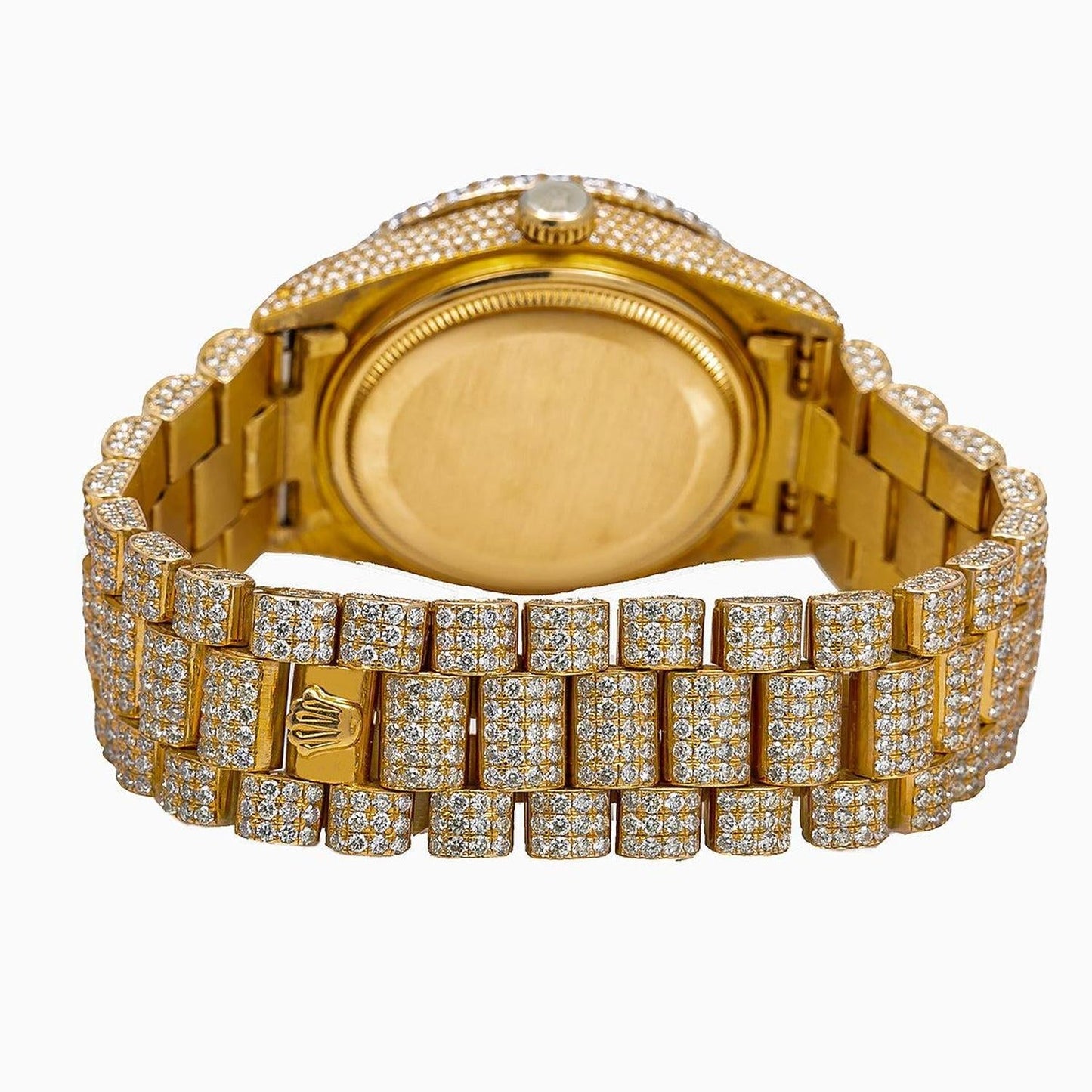 Rolex Day-Date 36MM 18038 Diamond Paved Black Roman Diamond Dial Diamond Bezel 18K Yellow Gold Full Diamond President Bracelet 23.25ct