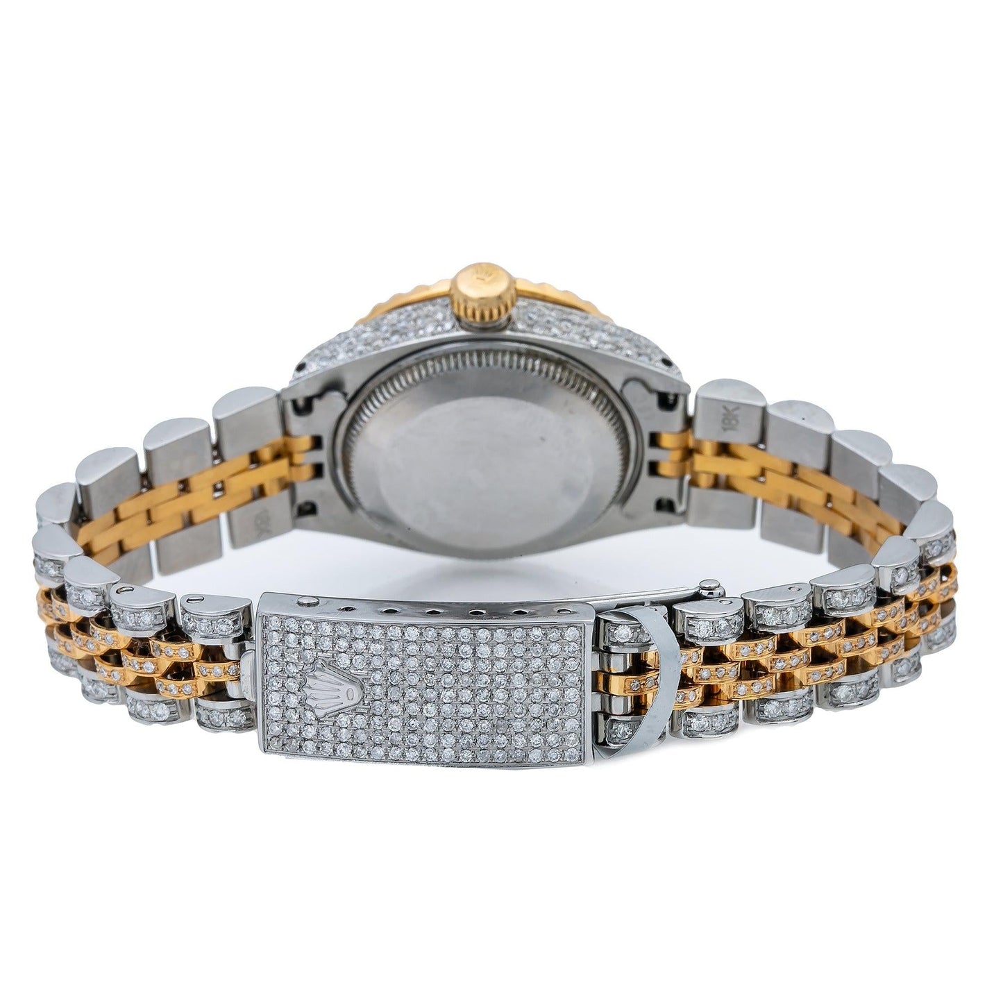 Rolex Datejust 26MM 69173 Mother of Pearl Diamond Dial Diamond Bezel Two Tone Yellow Gold Full Diamond Jubilee Bracelet 5.75ct