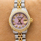 Rolex Datejust 26MM 6917 Pink Mother of Pearl Diamond Dial Diamond Bezel Two Tone Yellow Gold Full Diamond Jubilee Bracelet 5.75ct