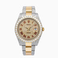 Rolex Datejust 41MM 116333 Diamond Paved Red Roman Dial Diamond Bezel Two Tone Yellow Gold Semi Diamond Oyster Bracelet 11.75ct