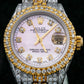 Rolex Datejust 26MM 6917 Pink Mother of Pearl Diamond Dial Diamond Bezel Two Tone Yellow Gold Full Diamond Jubilee Bracelet 5.75ct