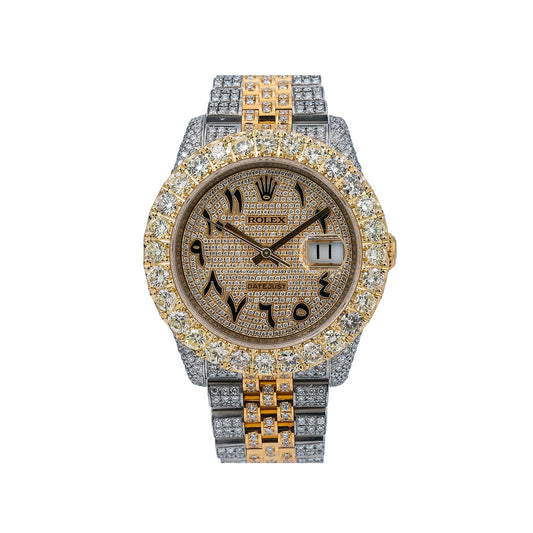 Rolex Datejust 36MM 116233 Diamond Paved Eastern Arabic Dial Diamond Bezel Two Tone Yellow Gold Full Diamond Jubilee Bracelet
