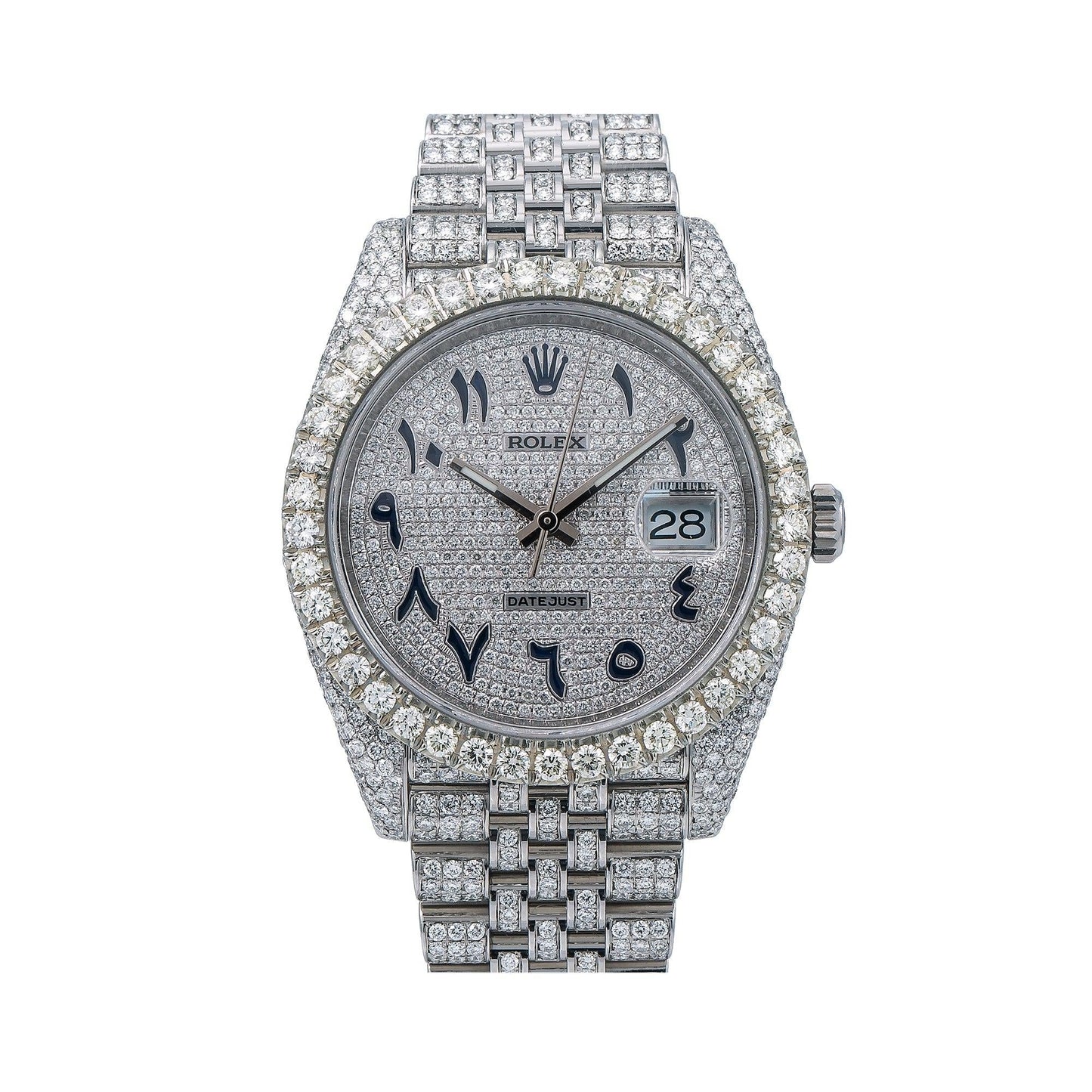 Rolex Datejust 41MM 126300 Diamond Paved Eastern Arabic Dial Diamond Bezel Stainless Steel Full Diamond Jubilee Bracelet