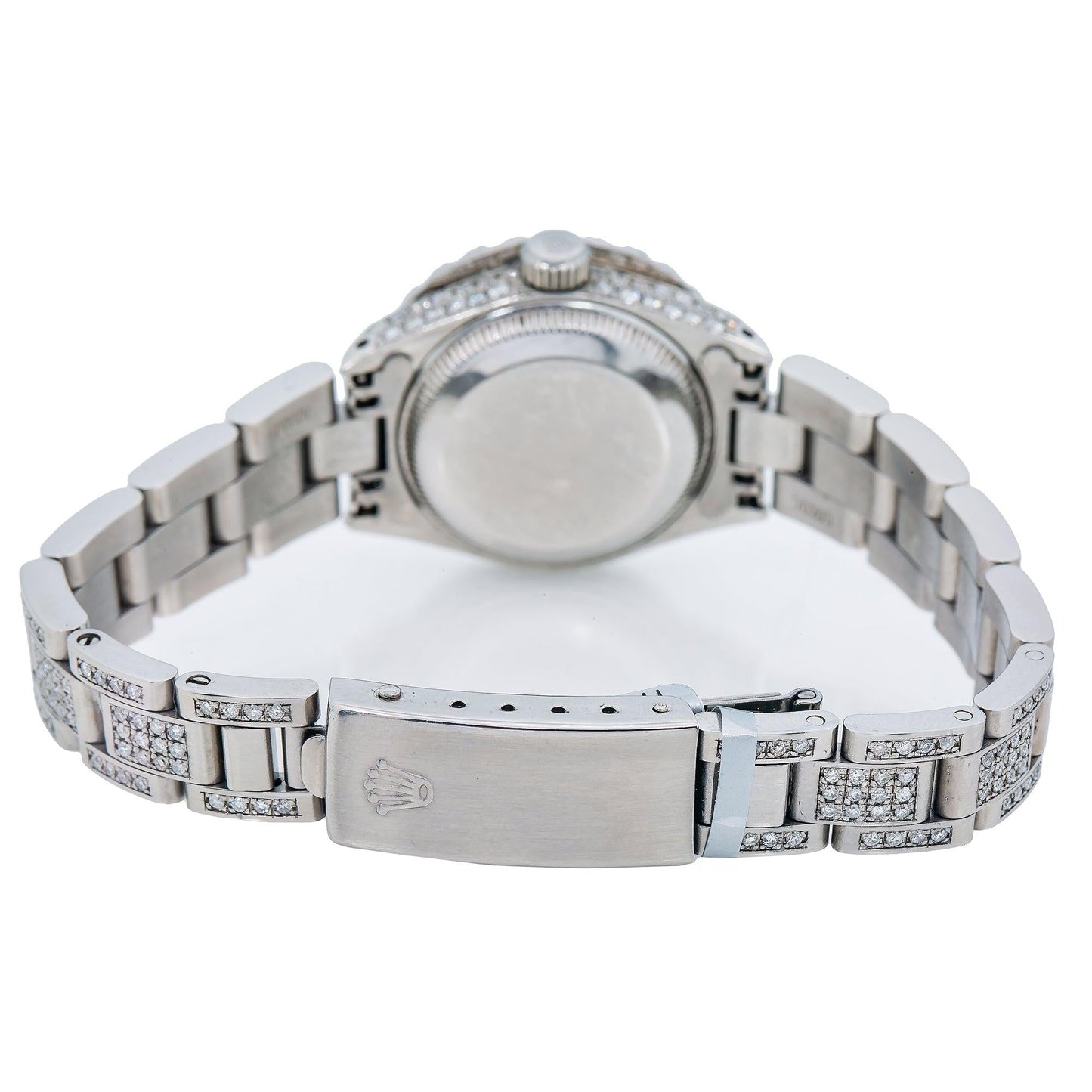 Rolex Datejust 26MM 6916 Pink Mother of Pearl Diamond Dial Diamond Bezel Stainless Steel Full Diamond Oyster Bracelet 6.95ct