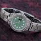 Rolex Datejust 26MM 69160 Green Diamond Dial Diamond Bezel Stainless Steel Semi Diamond Oyster Bracelet 6.05ct