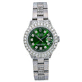 Rolex Datejust 26MM 69160 Green Diamond Dial Diamond Bezel Stainless Steel Semi Diamond Oyster Bracelet 6.05ct