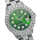 Rolex Datejust 26MM 69160 Green Diamond Dial Diamond Bezel Stainless Steel Semi Diamond Oyster Bracelet 6.05ct