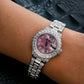 Rolex Datejust 26MM 6916 Pink Mother of Pearl Diamond Dial Diamond Bezel Stainless Steel Full Diamond Oyster Bracelet 6.95ct