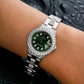 Rolex Datejust 26MM 69160 Green Diamond Dial Diamond Bezel Stainless Steel Semi Diamond Oyster Bracelet 6.05ct