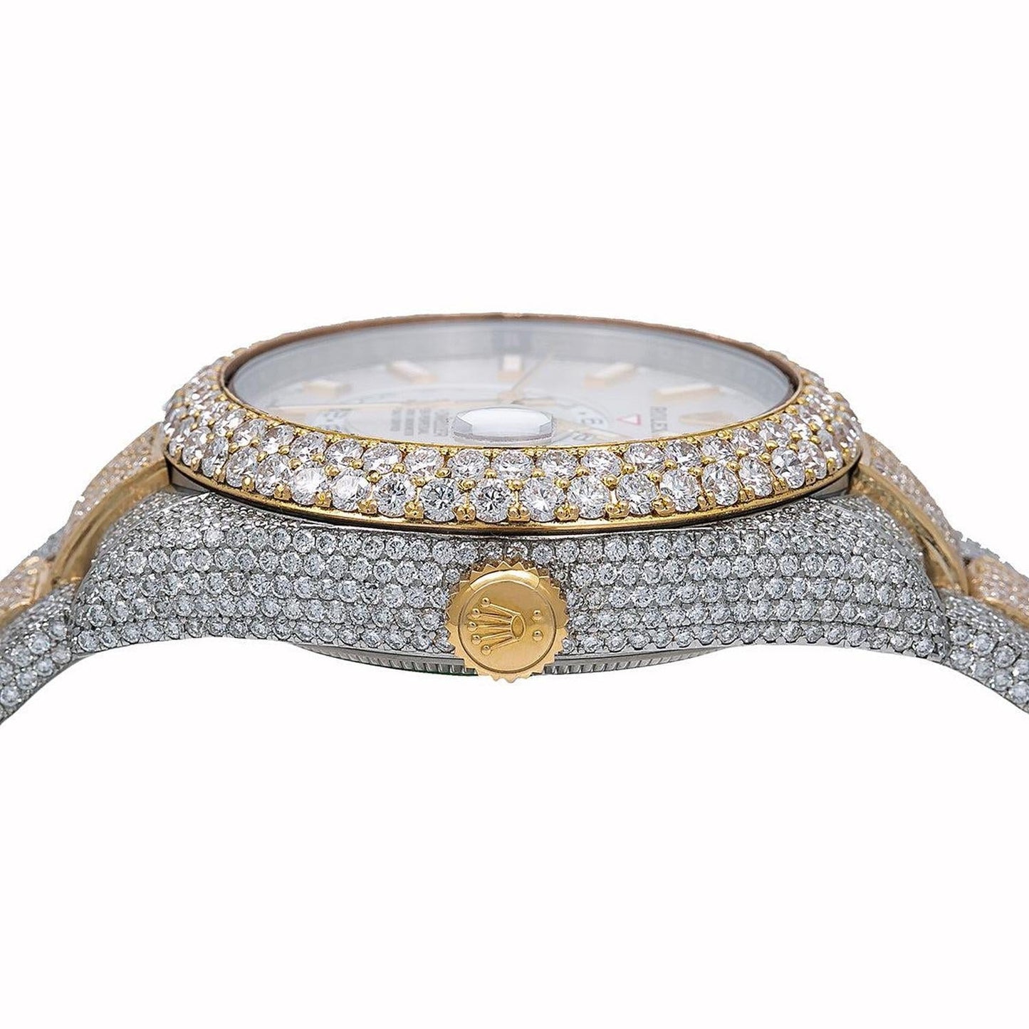 Rolex Sky-Dweller 42MM 326933 White Dial Diamond Bezel Two Tone Yellow Gold Full Diamond Oyster Bracelet