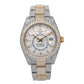 Rolex Sky-Dweller 42MM 326933 White Dial Diamond Bezel Two Tone Yellow Gold Full Diamond Oyster Bracelet