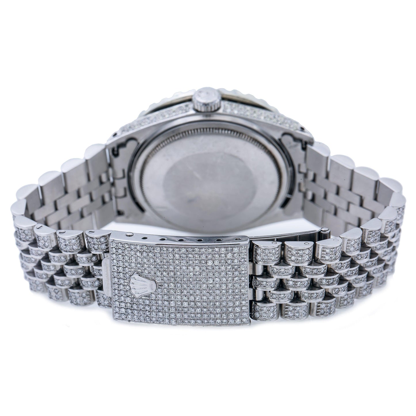 Rolex Datejust 36MM 1601 Black Mother of Pearl Roman Diamond Dial Diamond Bezel Stainless Steel Full Diamond Jubilee Bracelet 8.25ct