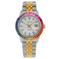 Rolex Datejust 36MM 16013 Diamond Paved Rainbow Hour Dial Rainbow Gemstone Bezel Two Tone Yellow Gold Full Diamond Jubilee Bracelet