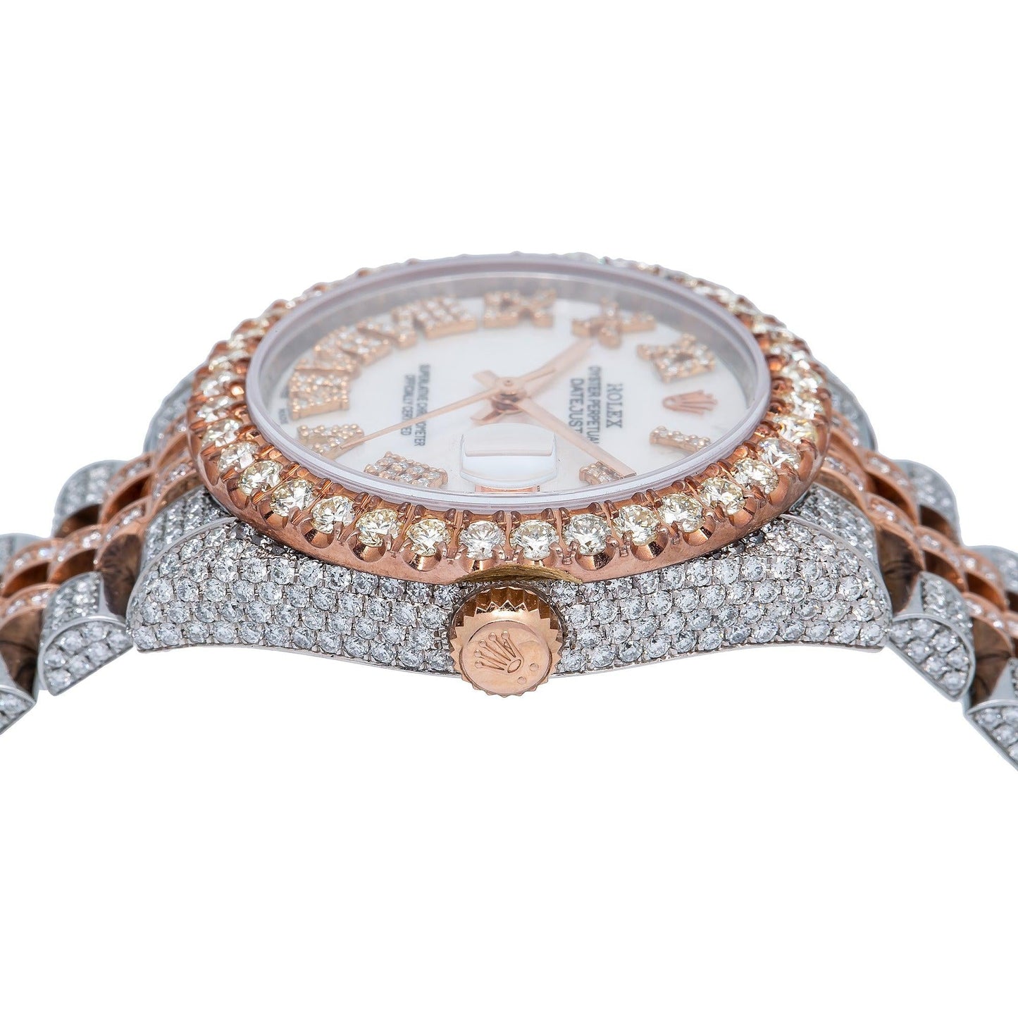 Rolex Datejust 31MM 178241 Mother of Pearl Roman Diamond Dial Diamond Bezel Two Tone Rose Gold Full Diamond Jubilee Bracelet 9.25ct