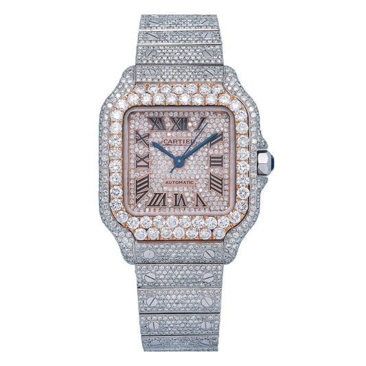 Cartier Santos WSSA0029 35MM Rose Gold Diamond Dial With 18.75 CT Diamonds