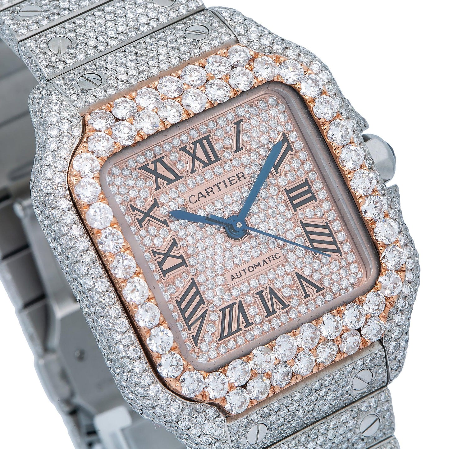 Cartier Santos WSSA0029 35MM Rose Gold Diamond Dial With 18.75 CT Diamonds