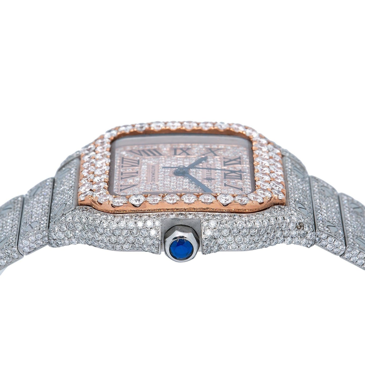 Cartier Santos WSSA0029 35MM Rose Gold Diamond Dial With 18.75 CT Diamonds