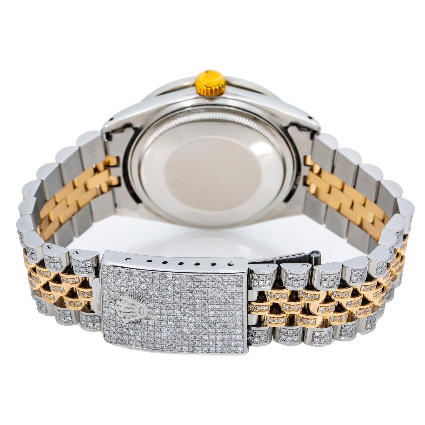 Rolex Datejust 36MM 1601 Mother of Pearl Diamond Dial Diamond Bezel Two Tone Yellow Gold Full Diamond Jubilee Bracelet
