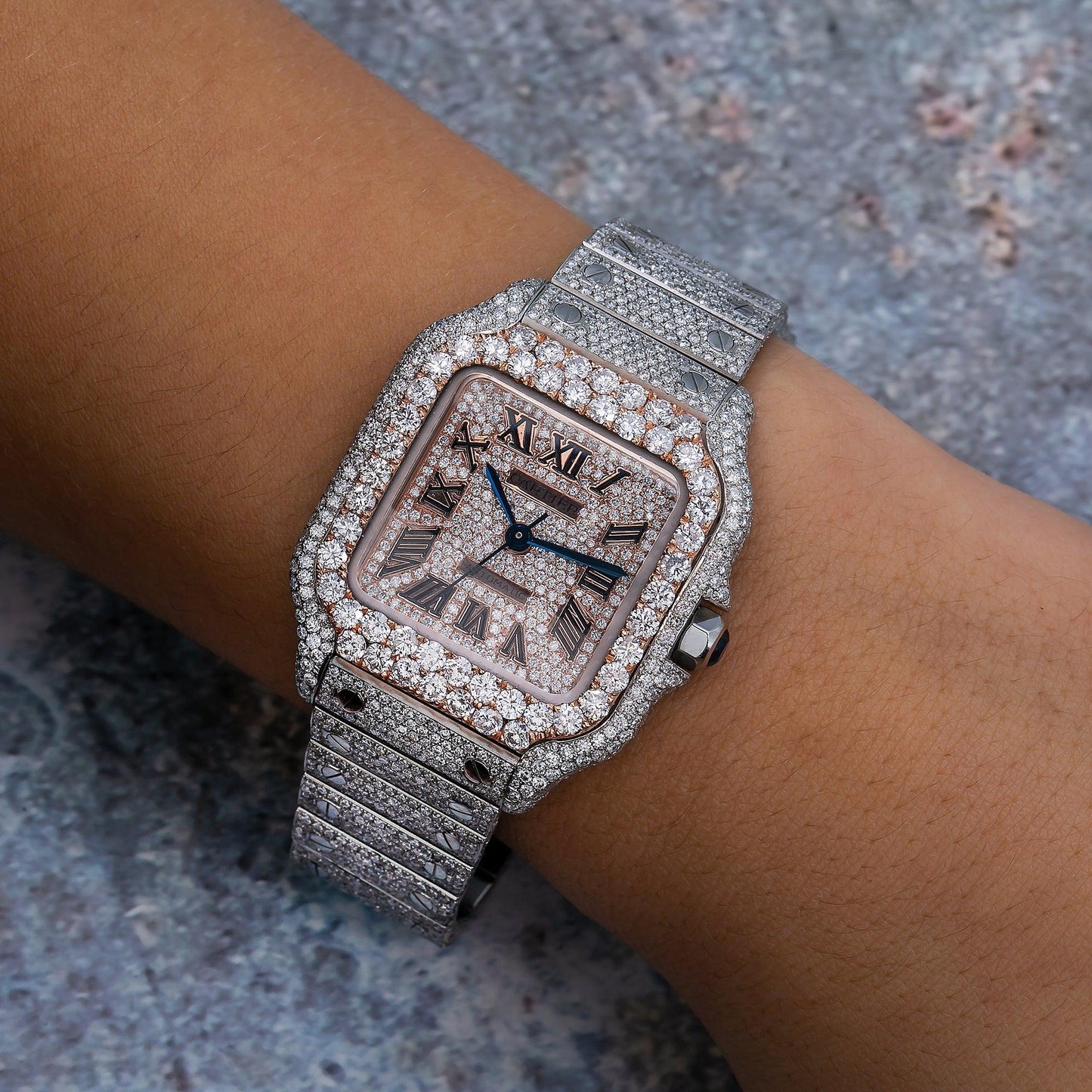 Cartier Santos WSSA0029 35MM Rose Gold Diamond Dial With 18.75 CT Diamonds