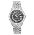 Rolex Datejust 36MM 1601 Black Roman Diamond Dial Diamond Bezel Stainless Steel Full Diamond Jubilee Bracelet 8.25ct