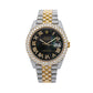 Rolex Datejust 41MM 126333 Black Mother of Pearl Roman Diamond Dial Diamond Bezel Two Tone Yellow Gold Full Diamond Jubilee Bracelet