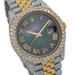 Rolex Datejust 41MM 126333 Black Mother of Pearl Roman Diamond Dial Diamond Bezel Two Tone Yellow Gold Full Diamond Jubilee Bracelet