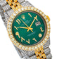 Rolex Datejust 36MM 1601 Green Eastern Arabic Diamond Dial Diamond Bezel Two Tone Yellow Gold Full Diamond Jubilee Bracelet 8.25ct