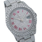 Rolex Datejust 41MM 116300 Diamond Paved Pink Roman Dial Diamond Bezel Stainless Steel Full Diamond Oyster Bracelet 19.75ct