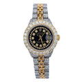 Rolex Datejust 26MM 6917 Black Diamond Dial Diamond Bezel Two Tone Yellow Gold Full Diamond Jubilee Bracelet 5.25ct
