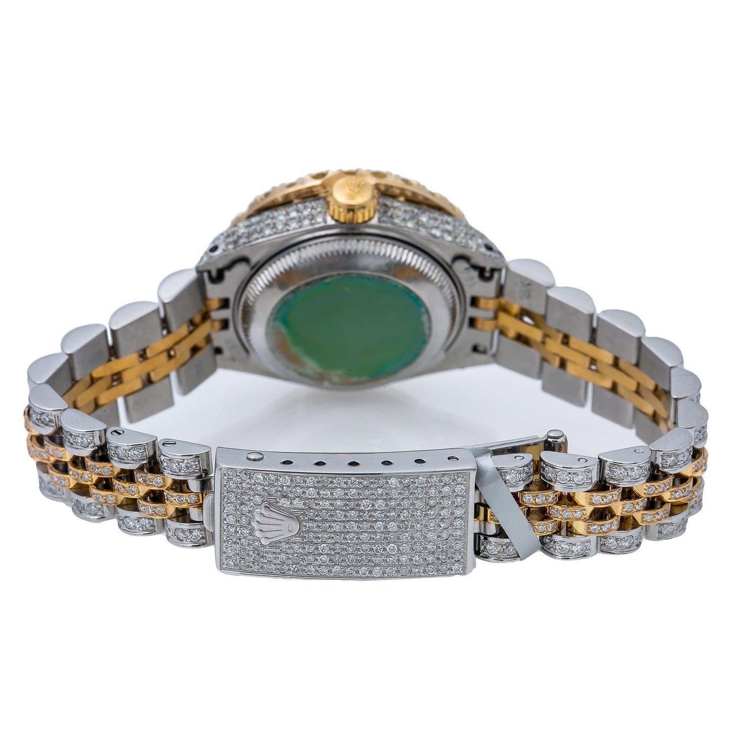 Rolex Datejust 26MM 6917 Black Diamond Dial Diamond Bezel Two Tone Yellow Gold Full Diamond Jubilee Bracelet 5.25ct