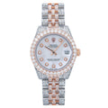 Rolex Datejust 31MM 178271 Mother of Pearl Diamond Dial Diamond Bezel Two Tone Rose Gold Full Diamond Jubilee Bracelet 11.25ct