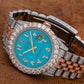 Rolex Datejust 36MM 1601 Turquoise Eastern Arabic Diamond Dial Diamond Bezel Two Tone Rose Gold Full Diamond Jubilee Bracelet